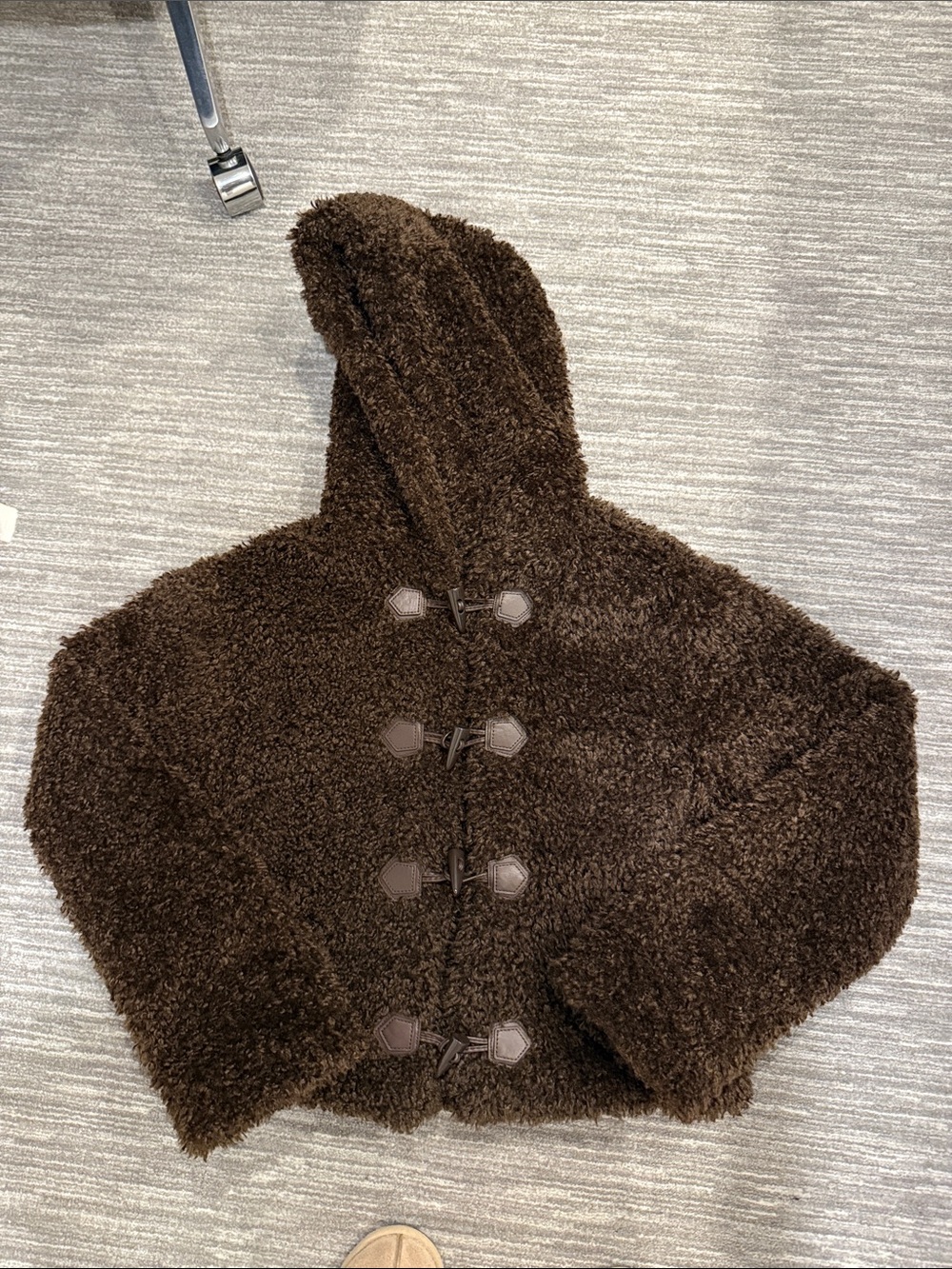 Zara Kids Brown Hooded Teddy Toggle Jacket